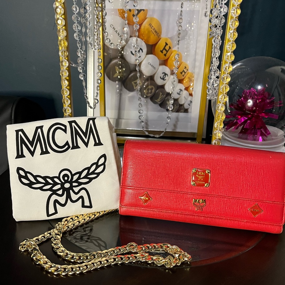 Authentic mcm red wallet